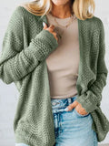 Scalloped Edge Eyelet Knit Batwing Sleeve Cardigan - CELIVINE