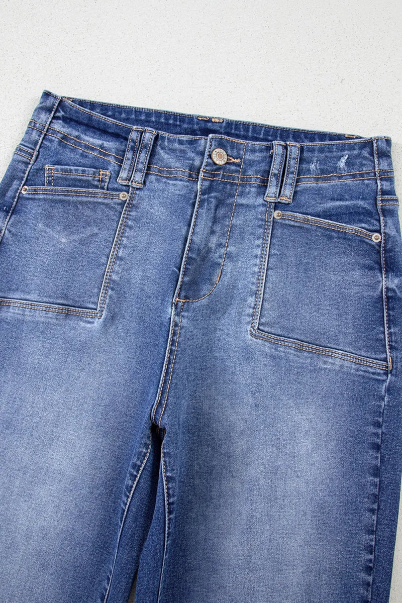 High - Waisted Wide - Leg Vintage Wash Jeans - CELIVINE