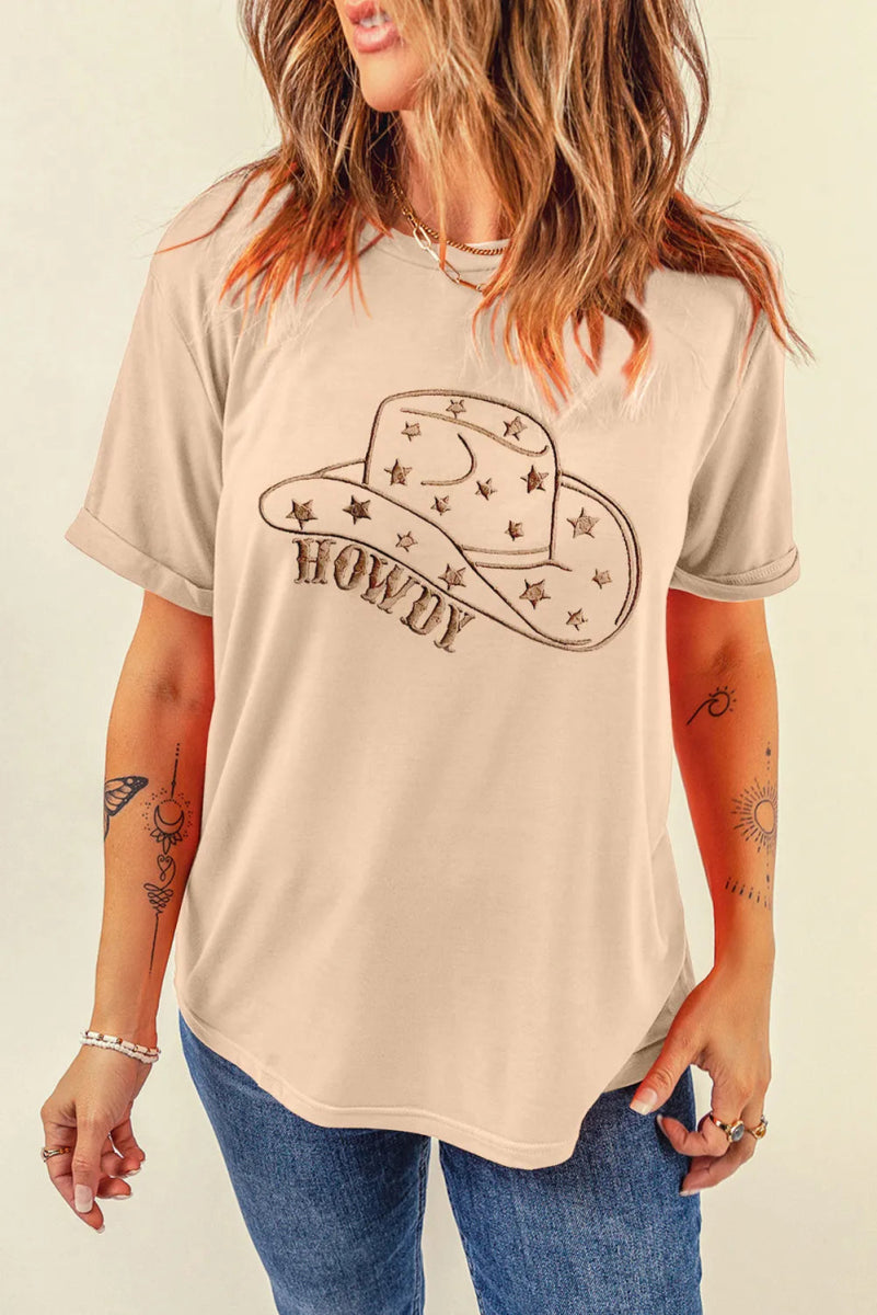 Hat Graphic Round Neck Short Sleeve T-Shirt - CELIVINE