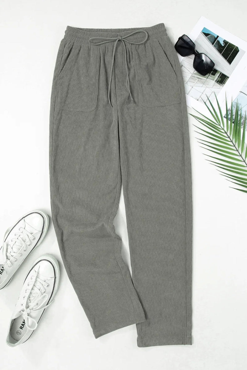 Drawstring Straight Pants with Pockets - CELIVINE