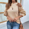 Crisscross Cold - Shoulder Sweater - CELIVINE
