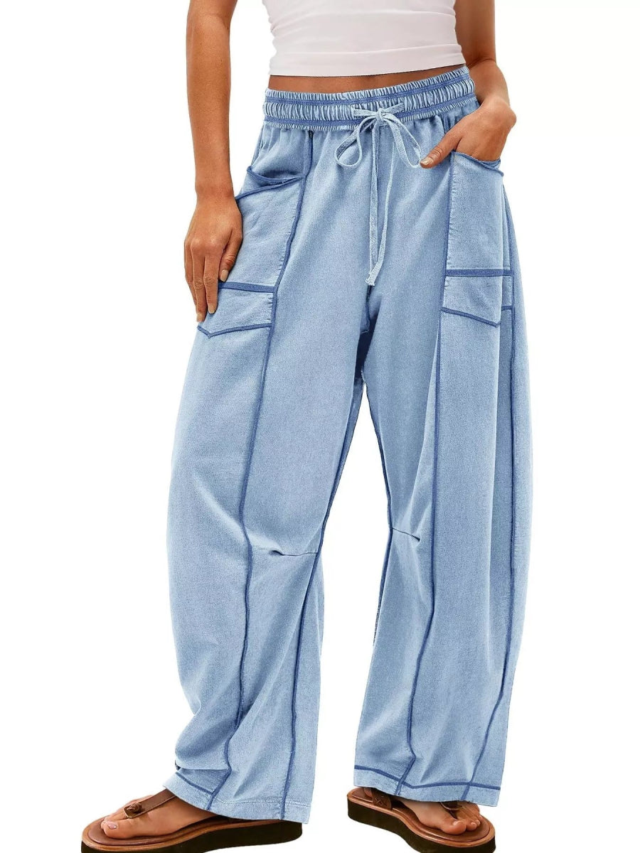 Drawstring Wide Leg Pants - CELIVINE