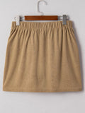 Corduroy Buttoned Front Mini Skirt - CELIVINE