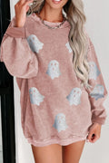 Ghost Round Neck Oversized Sweatshirt - CELIVINE
