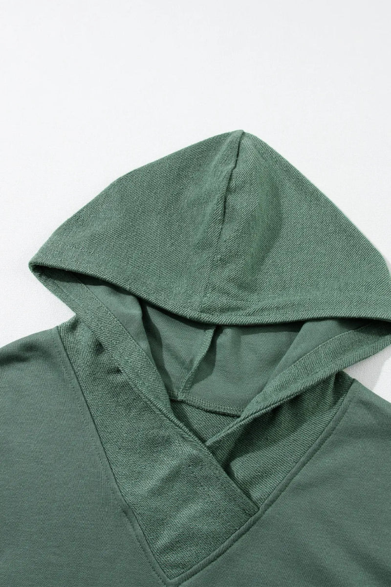 Color Block Dropped Shoulder Hoodie - CELIVINE