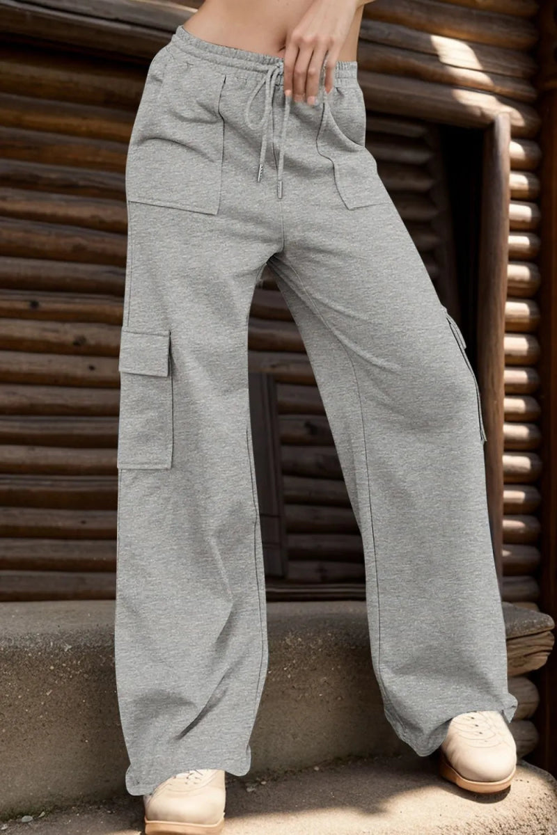 Drawstring Active Pants with Pockets - CELIVINE