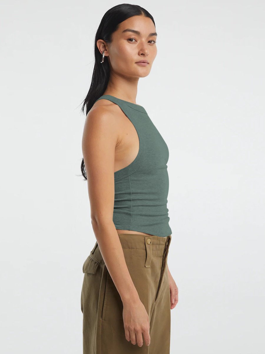 Halter Neck Ribbed Cropped Top - CELIVINE