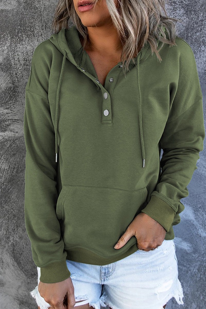 Dropped Shoulder Long Sleeve Hoodie with Pocket - CELIVINE