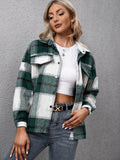 Plaid Long Sleeve Shirt Jacket - CELIVINE