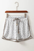 Leopard Print Drawstring Casual Shorts - CELIVINE