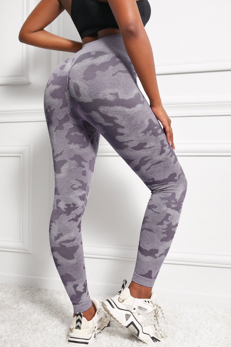 Camo Print Seamless High Waist Yoga Leggings - CELIVINE
