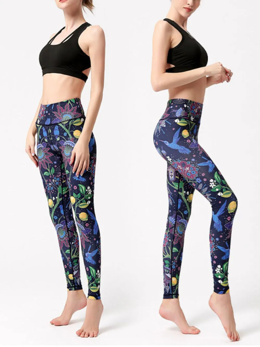 Graphic High Waist Active Leggings - CELIVINE
