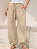 Wide Leg Drawstring Pants - CELIVINE