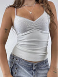 Sequin Lace Detail Cami Top - CELIVINE