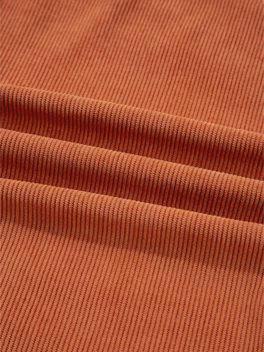 Corduroy Western Embroidered Patched Pocket Shift Sleeveless Mini Dress - CELIVINE