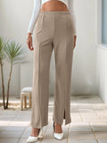 High - Waisted Slit Pants - CELIVINE