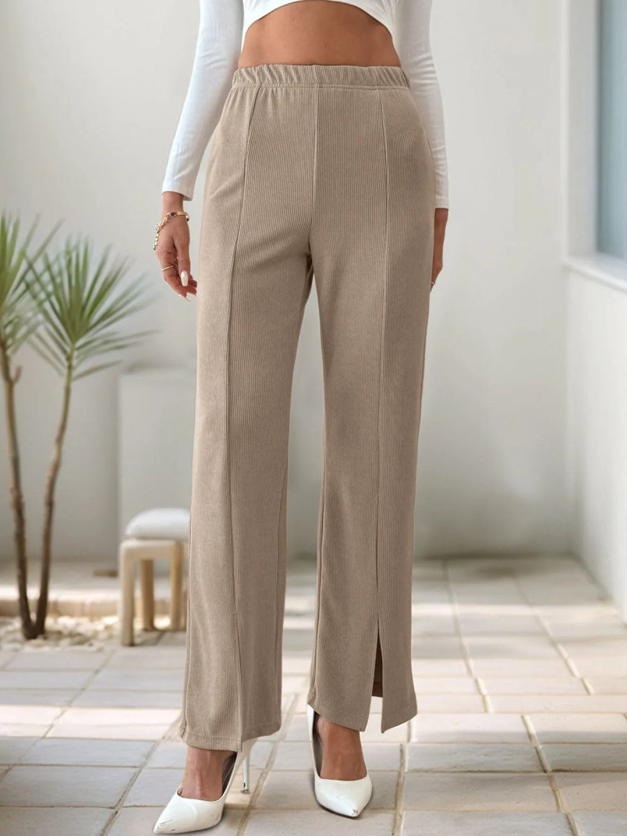 High - Waisted Slit Pants - CELIVINE