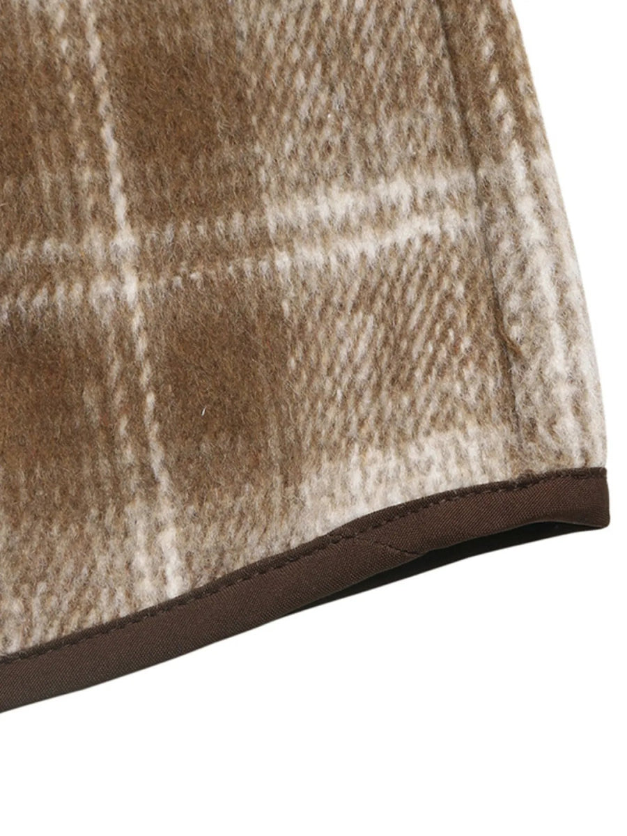 Plaid Long Sleeve Button - Up Jacket - CELIVINE