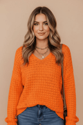 Openwork Round Neck Long Sleeve Sweater - CELIVINE