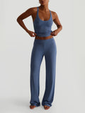 Ribbed Tank and High - Waisted Pants Active Set - CELIVINE