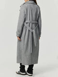 Collared Neck Long Sleeve Longline Coat - CELIVINE