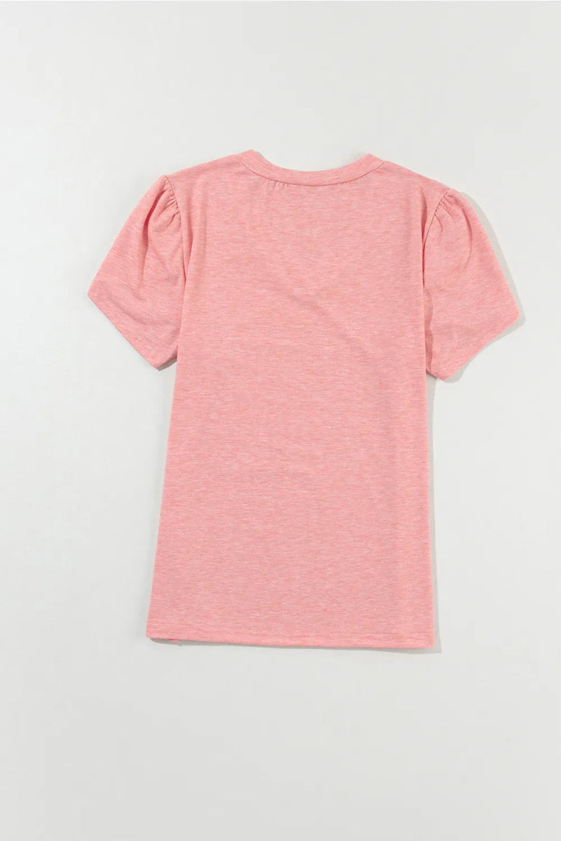 V - Neck Petal Sleeve T-Shirt - CELIVINE