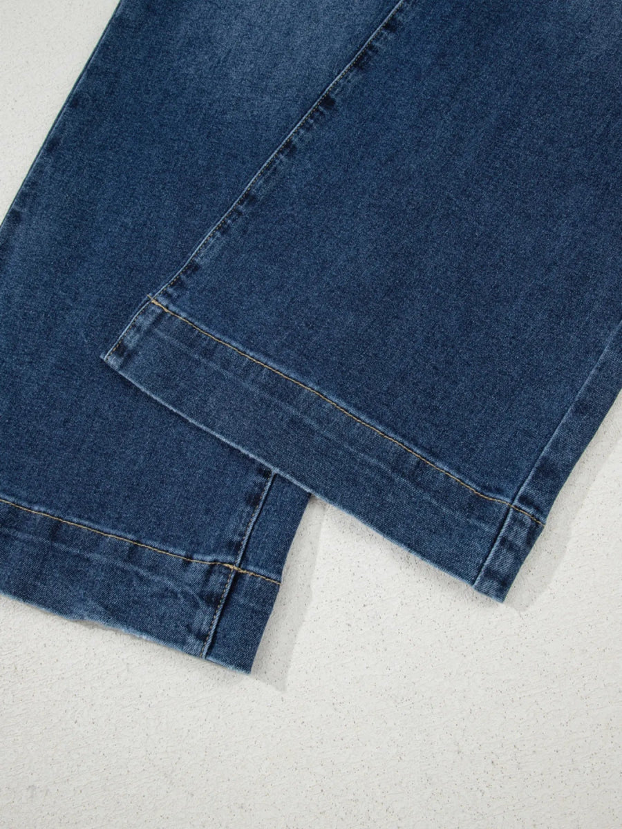 Cropped High Rise Wide Leg Jeans - CELIVINE