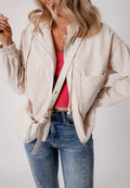 Pocketed Zip Up Long Sleeve Hooded Jacket - CELIVINE