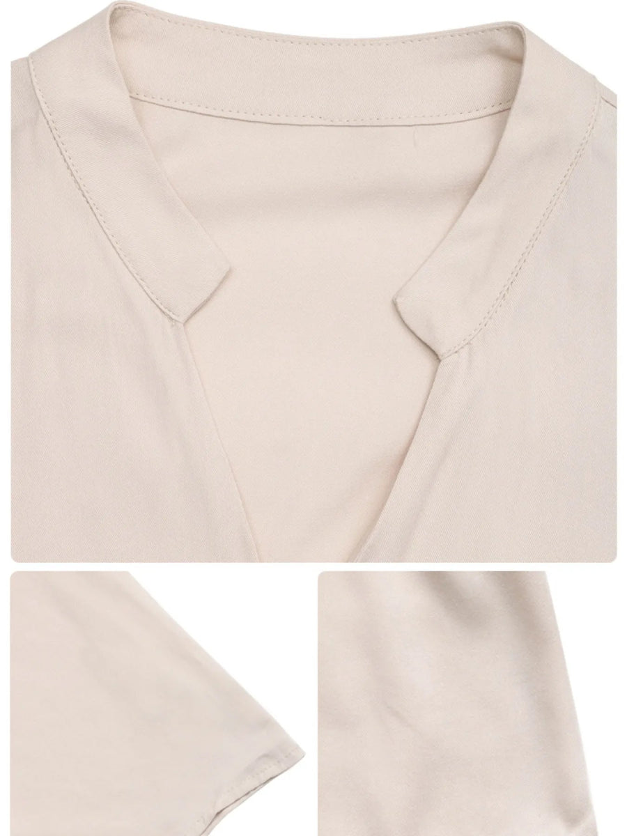 Tiered Notched Belted Midi Dress - CELIVINE