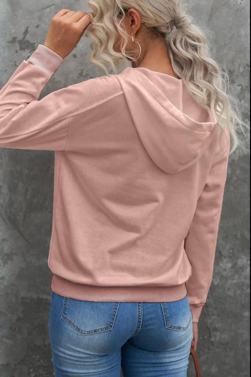 Lace Up Long Sleeve Hoodie - CELIVINE