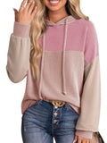 Drawstring Color Block Long Sleeve Hoodie - CELIVINE