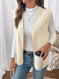 Full Size Open Front Vest Coat Plus Size - CELIVINE