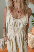 Ruched Sleeveless Wide Leg Jumpsuit - CELIVINE