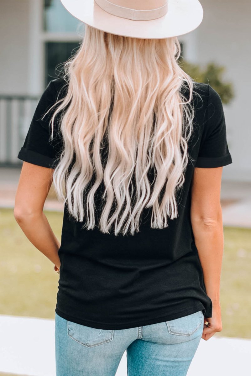 Western Printed Crewneck Graphic Tee - CELIVINE