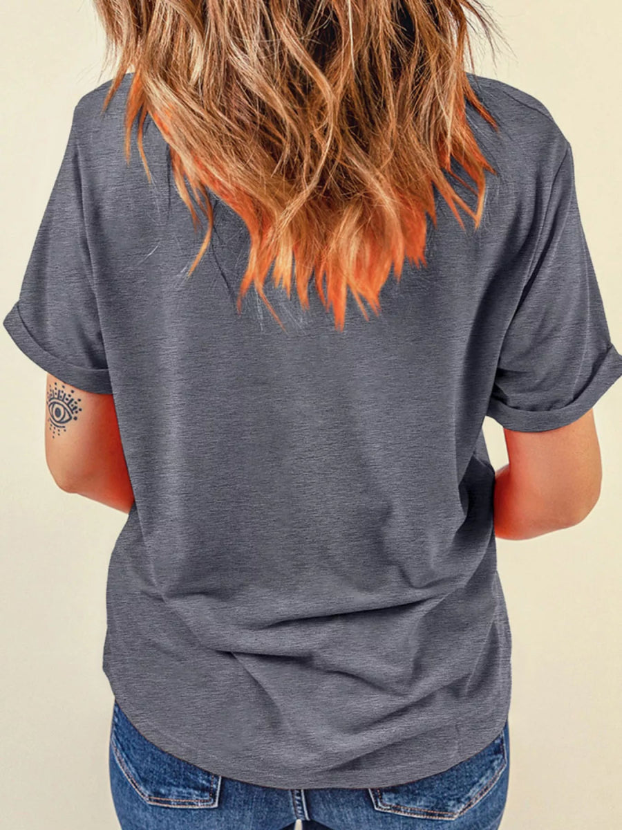 Halloween Ghost Round Neck Casual Tee - CELIVINE