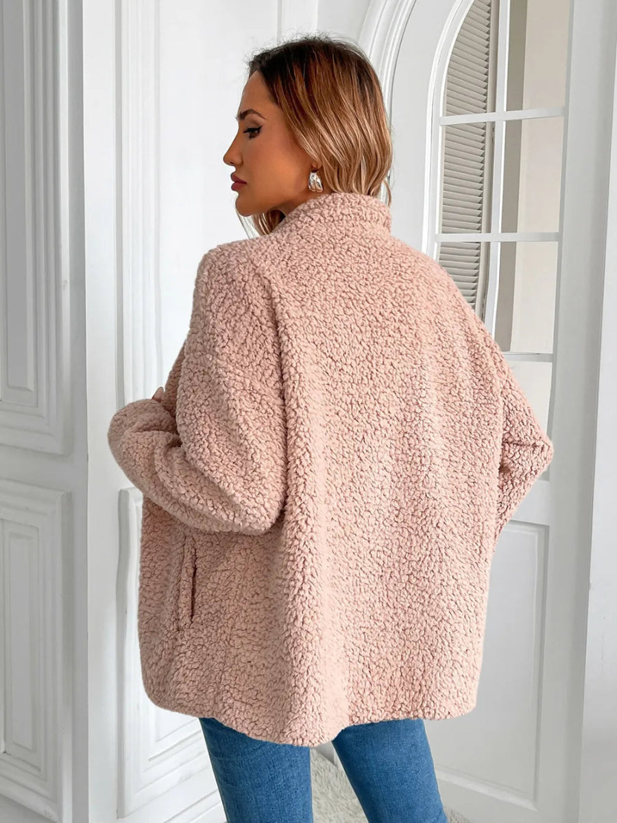 Ivy Lane Zip Up Long Sleeve Fuzzy Jacket - CELIVINE