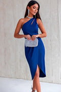 Ruched Cutout Single Shoulder Dress - CELIVINE