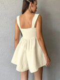 Button - Front Wide Strap Romper - CELIVINE