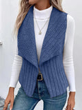 Open Front Fuzzy Vest Coat - CELIVINE