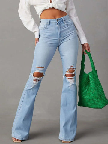 Distressed Jeans with Pockets - CELIVINE