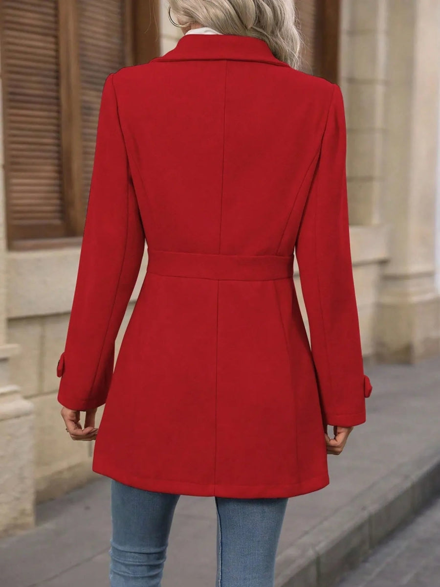Button Up Long Sleeve Coat - CELIVINE
