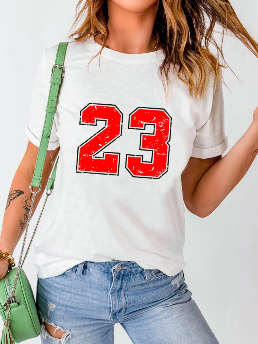 Number 23 Round Neck Casual T Shirt - CELIVINE