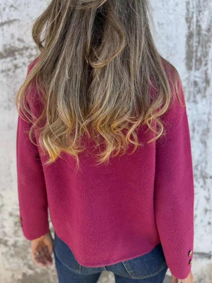 Full Size Double - Breasted Lapel Collar Blazer Plus Size - CELIVINE