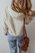 Fuzzy Dropped Shoulder Long Sleeve Hoodie - CELIVINE