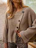 Asymmetrical Button Detail Sweater - CELIVINE
