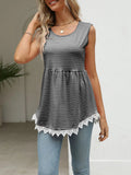 Lace Trim Sleeveless Babydoll Tank Top - CELIVINE