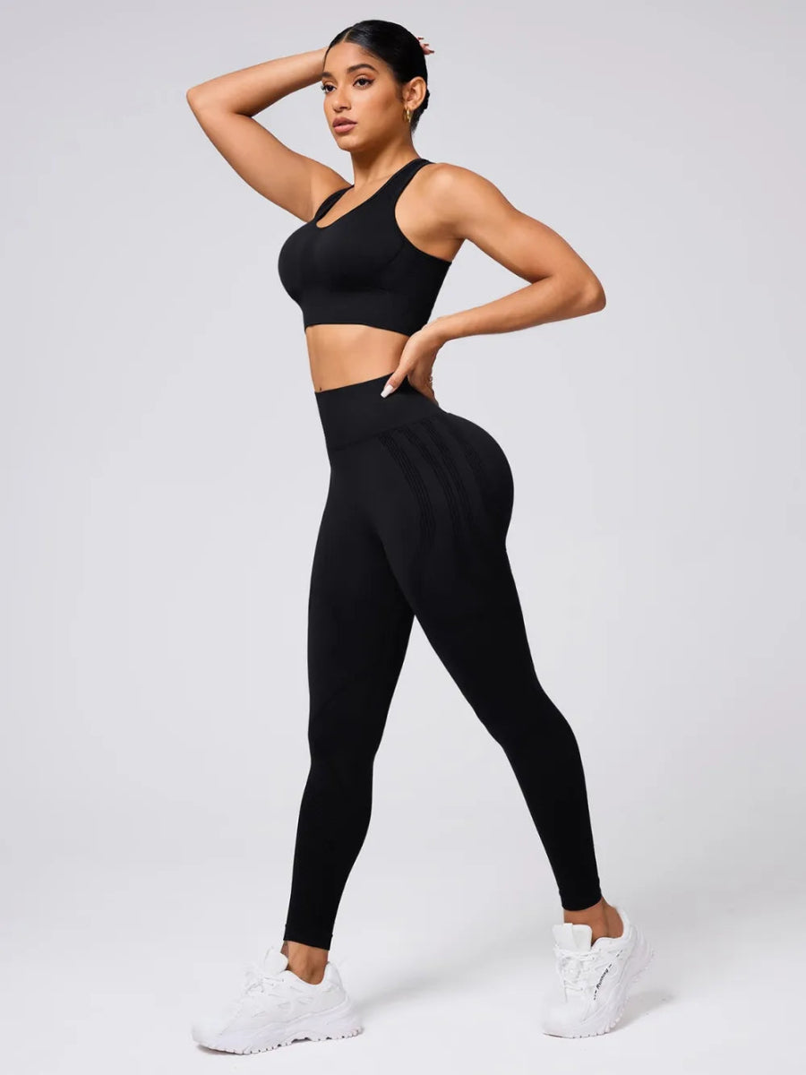 Round Neck Wide Strap Tank and Leggings Active Set - CELIVINE