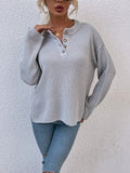 Quarter - Button Slit Sweater - CELIVINE