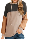 Drawstring Color Block Long Sleeve Hoodie - CELIVINE