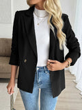 Perfee Lapel Collar Long Sleeve Blazer - CELIVINE